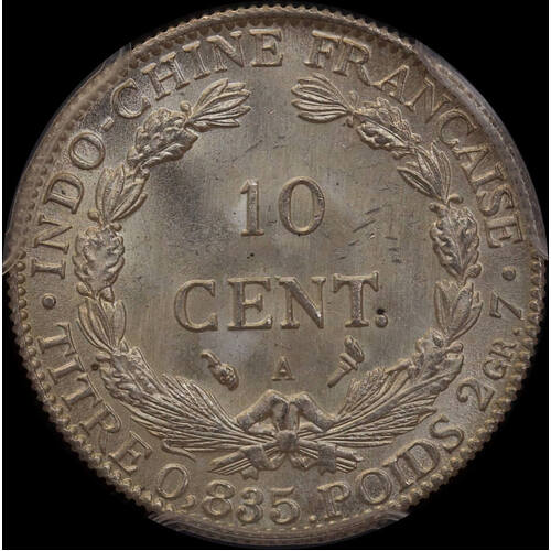 French Indo China 1911-A Silver 10 Cents Lec #150 PCGS MS66