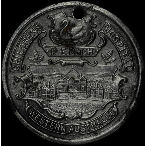 1909 White Metal Medallion Perth Children's Hospital C# 1909 Good VF