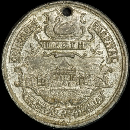 1909 White Metal Medallion Perth Children's Hospital C# 1909 about VF