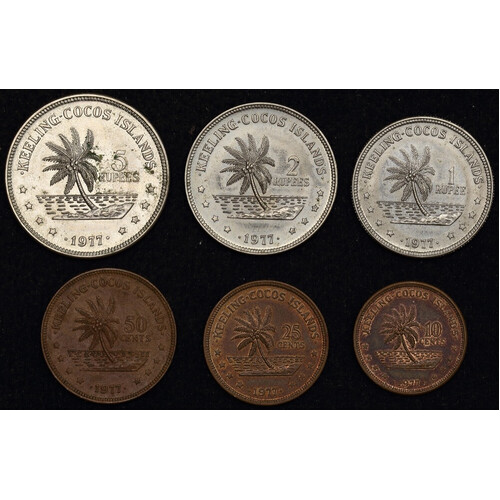 Keeling Cocos Islands 1977 Part Set (6) Uncirculated