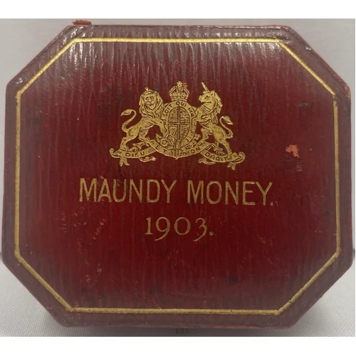 1903 Silver Maundy Coin Set Edward VII S#3985 In Presentation Case