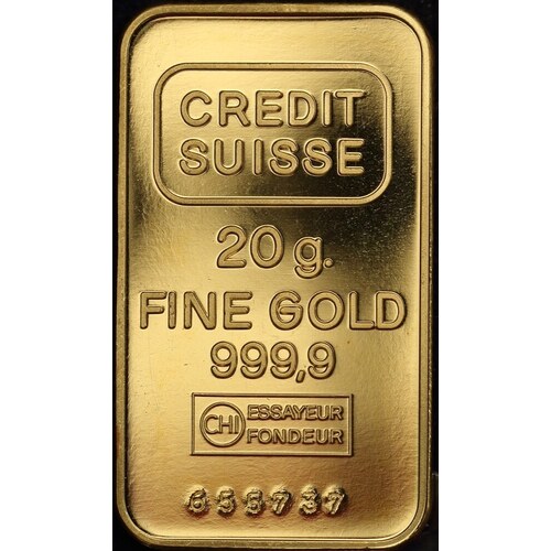 Credit Suisse Fine Gold 20 gram Minted Ingot