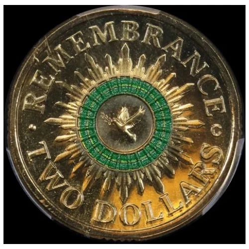 2014 2 Dollar Coin Mintmark Remembrance Day - Green Dove PCGS MS69