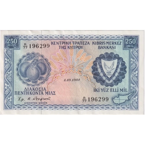 Cyprus 1.10.1981 250 Mil P# 41c Good EF