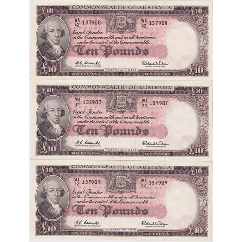 1960 Ten Pound Consecutive Trio Coombs/Wilson R63 Extremely Fine