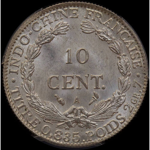 French Indo China 1911-A Silver 10 Cents Lec #150 PCGS MS65
