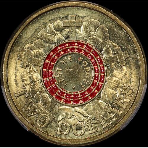 2015 Coloured 2 Dollar Coin Lest We Forget (PCGS MS64)