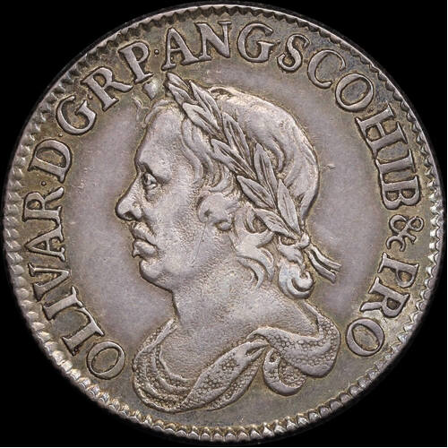 1658 Silver Shilling Oliver Cromwell S#3228 Very Fine