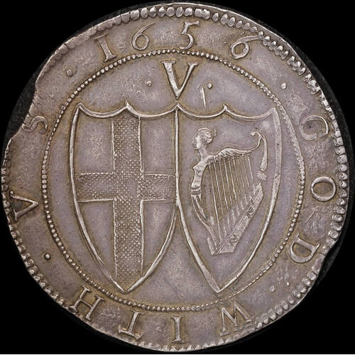 1656 Commonwealth of England Silver Crown S# 3214 EF