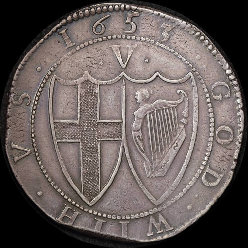 1653 Commonwealth of England Silver Crown S# 3214 good VF