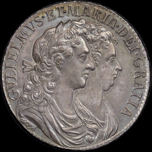 1689 Silver Half Crown William And Mary S#3434 EF