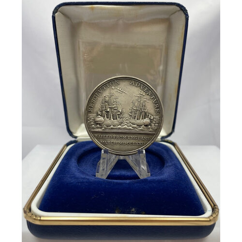 1772 Captain James Cook Resolution & Adventure Silver Medal good EF