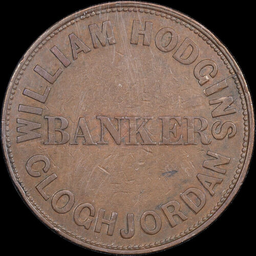 1858 William Hodgins Copper Penny Token A#659 Very fine