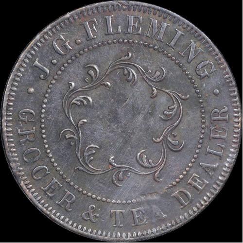 1874 Fleming Copper Penny Token A129 Very Fine
