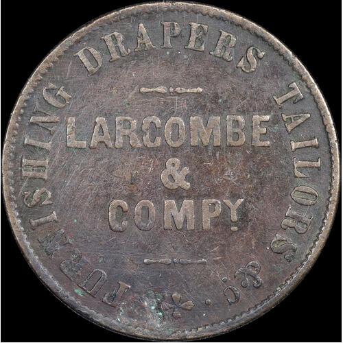 1860 Larcombe & Co. Copper Penny Token A313 AVF
