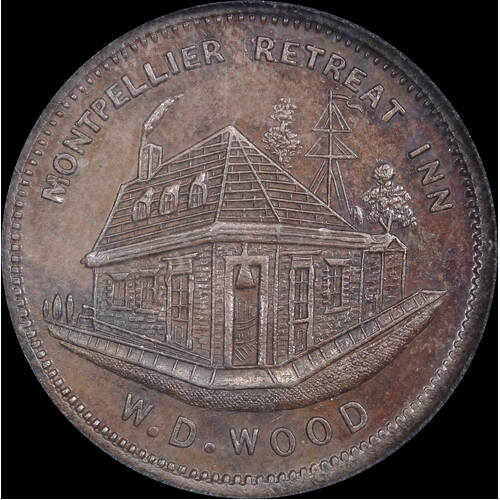 C. 1854 W.D. Wood Copper Halfpenny Token A#642 MS63BN