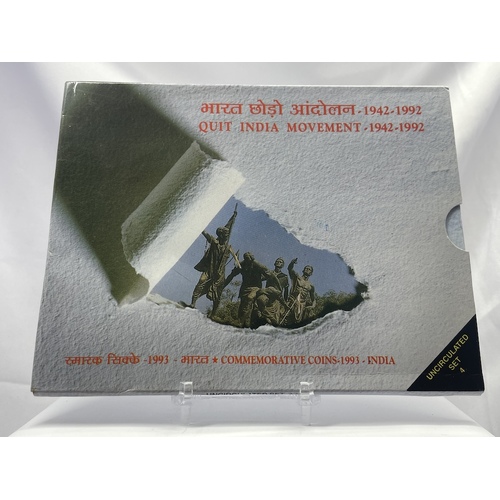 India 1992 Silver Uncirculated Set KM# MS41 Uncirculated Quit India Movement