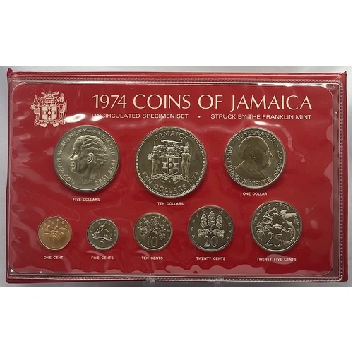 Jamaica 1974 Silver Uncirculated Specimen Coin Set KM# MS10 Uncirculated Sir Henry Morgan