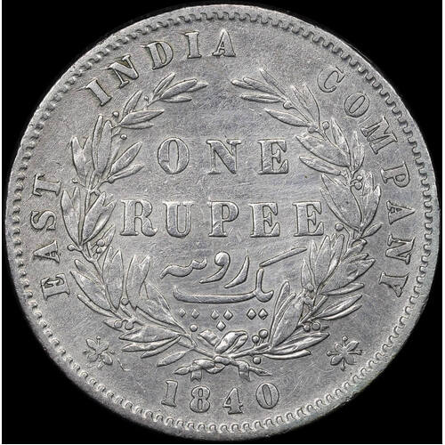 British India 1840 Silver Rupee KM# 458.1 AVF