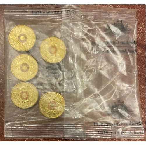 2015 Coloured 2 Dollar Mint Bag of 5 Coins Remembrance Day