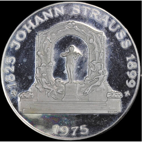 Austria 1975 Silver 100 Schillings Proof Coin KM#2923 Johann Strauss