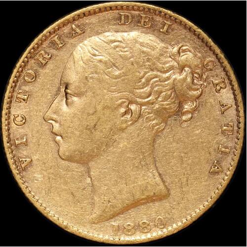 1880 Sydney Shield Sovereign Inverted A Error about VF