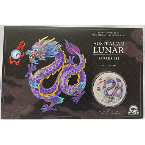2024 Silver 1 Ounce Uncirculated Coin Lilac Dragon Sydney Money Expo