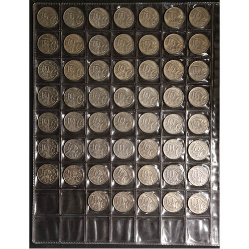 1966-2022 10 Cent Comprehensive Collection of 54 Uncirculated Coins