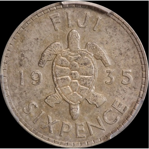 Fiji 1935 Silver Sixpence KM#3 PCGS MS63