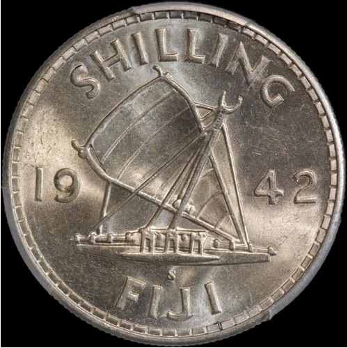 Fiji 1942-S Silver Shilling KM#12a PCGS MS63