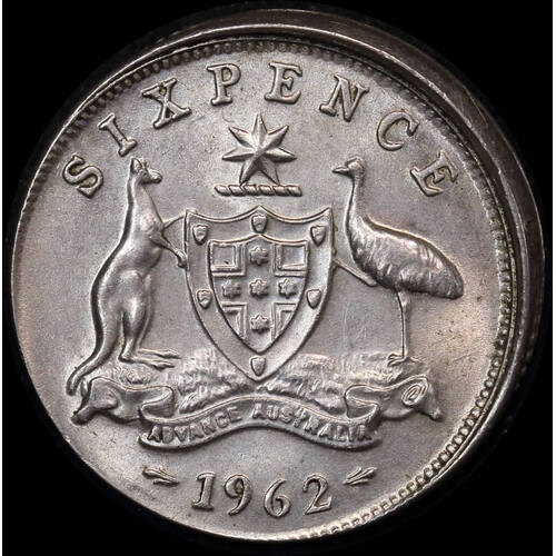 1962 Sixpence 2mm Offstrike Error about Unc