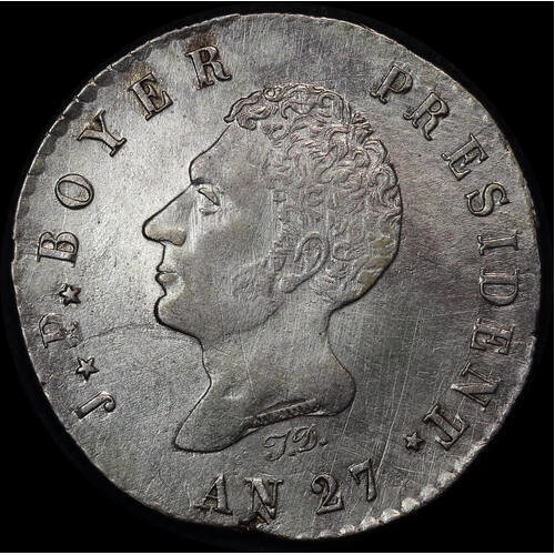 Haiti AN 27 / 1830 Silver 100 Centimes KM#A23 GEF