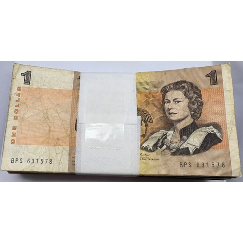 Bundle of 100 Australian Paper $1 Notes Circulated Condition