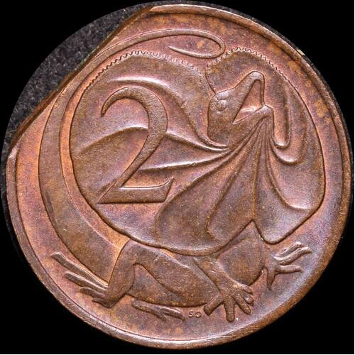 1967 Two Cents End of Bar Clipped Planchet Error about Unc