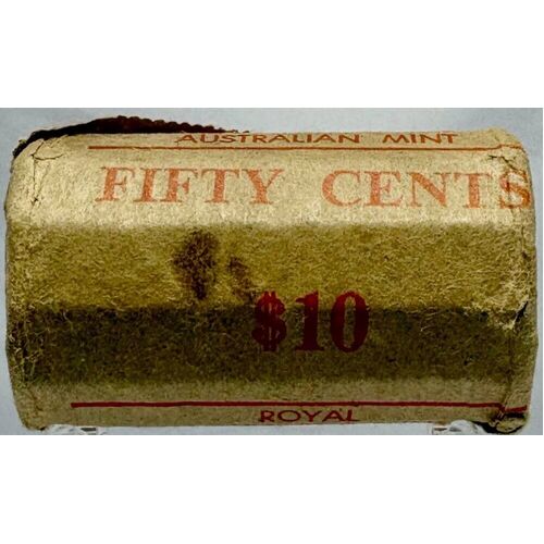 1977 50 Cent Coin Mint Roll QEII Silver Jubilee Tails/Tails