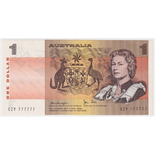 1979 $1 Note Knight/Stone R77 about Unc Solid Serial Number