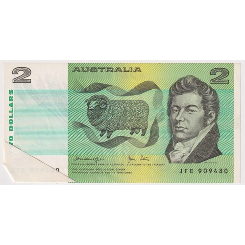 1979 $2 Print Flap Error Note Knight/Stone R87 about Uncirculated 