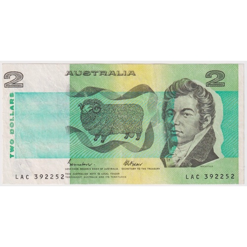 1985 $2 Note Johnston/Fraser 5mm Registration Shift Error R89 Very Fine