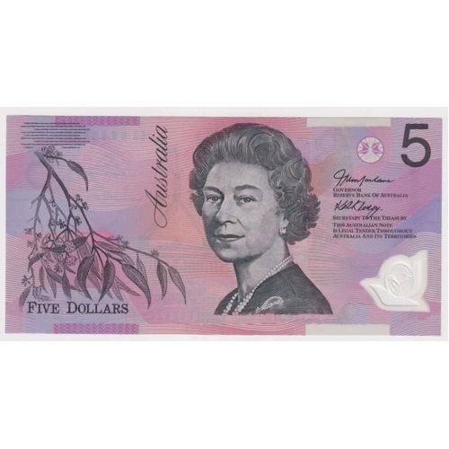 2002 $5 Note Macfarlane/Henry R220b Uncirculated Solid Serial EG 06888888