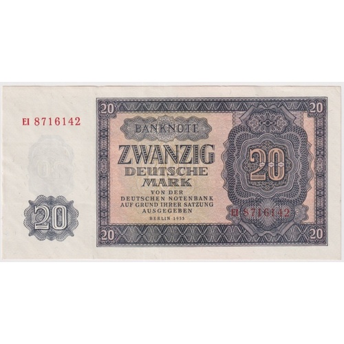 Germany 1955 20 Deutsche Mark Banknote Pick#19 Uncirculated
