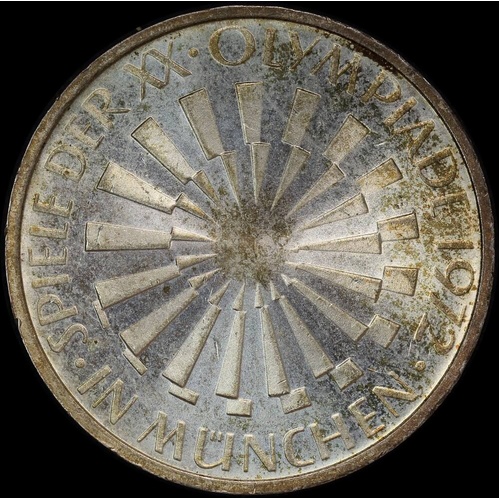 Germany 1972-F Silver 10 Deutsche Mark KM#130 Uncirculated Olympics