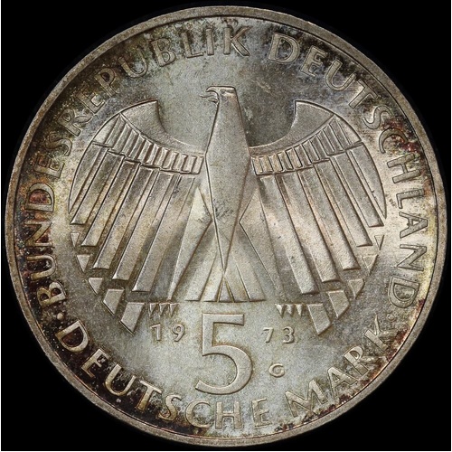 Germany 1973 Silver 5 Deutsche Mark KM#137 Uncirculated Frankfurt National Assembly