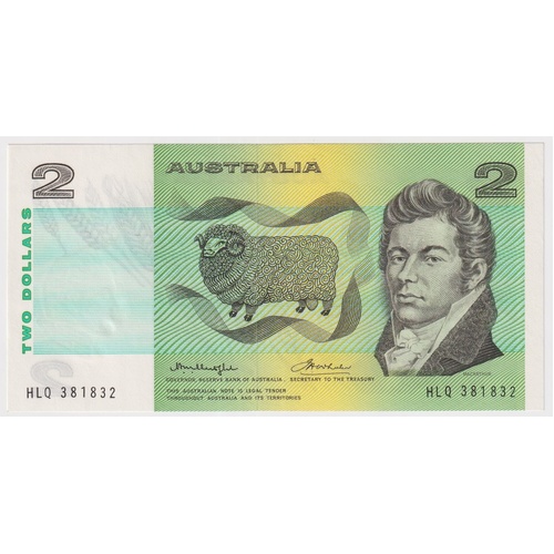 1976 $2 Note Gothic Serials Centre Thread Knight/Wheeler HLQ First Prefix R86aF GEF