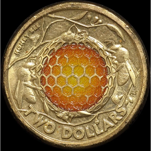 2022 Coloured 2 Dollar Coin Honeybee Choice Unc