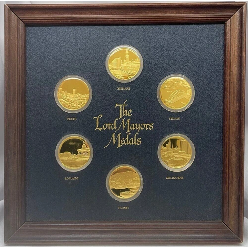 1987 The Lord Mayors Medals Set of 6 Gold Plated Silver Medals