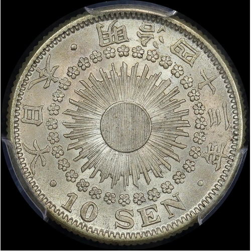 Japan (1910) M43 Silver 10 Sen Y#29 PCGS MS65