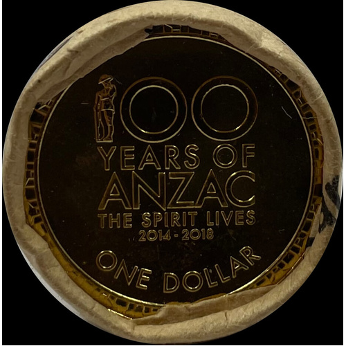 2016 $1 Mint Roll 100 Years of ANZAC Spirit Heads/Tails