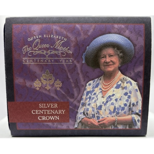 United Kingdom 2000 Silver Proof 5 Pounds Queen Mother Centenary 