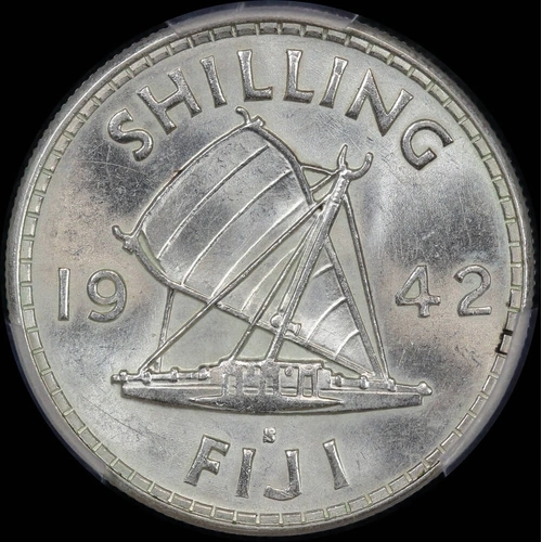 Fiji 1942-S Silver Shilling KM#12a PCGS MS62