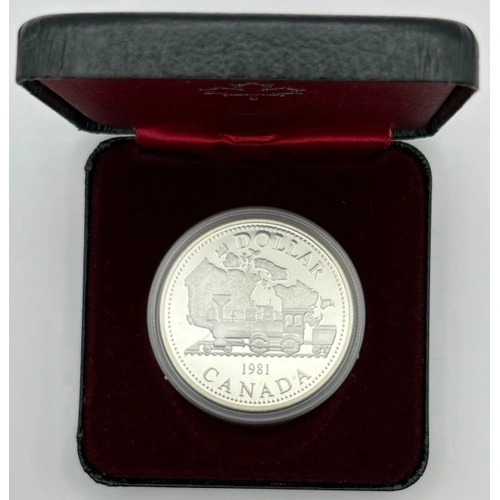 Canada 1981 Silver 1 Dollar Proof Coin KM# 130 Trans-Canada Railway